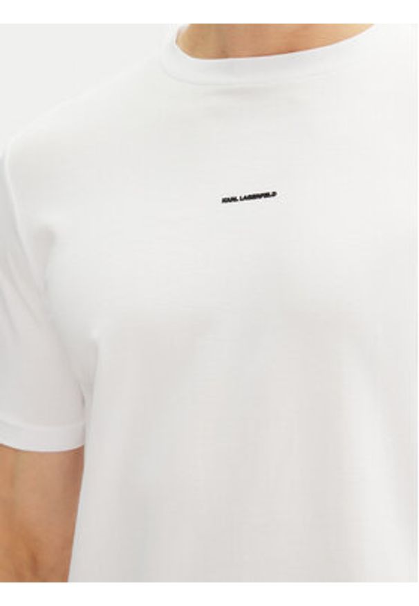 Karl Lagerfeld - KARL LAGERFELD T-Shirt 755030 552235 Biały Regular Fit. Typ kołnierza: dekolt w karo. Kolor: biały. Materiał: bawełna