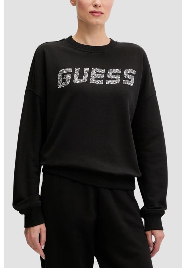 Guess - GUESS Czarna damska bluza Primula, Rozmiar L. Kolor: czarny