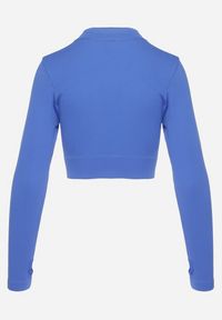 Born2be - Niebieska Bluzka Zapinana na Suwak z Wycięciem przy Ściągaczu Aisllain. Kolor: niebieski. Styl: elegancki #5