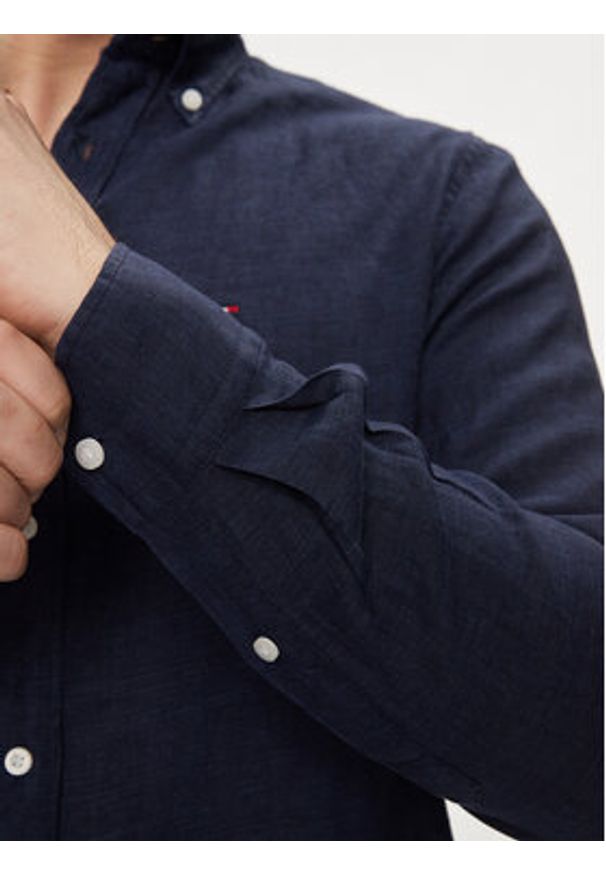 TOMMY HILFIGER - Tommy Hilfiger Koszula MW0MW34602 Granatowy Regular Fit. Kolor: niebieski. Materiał: len