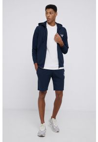 Emporio Armani Underwear Bluza 111835.1A575 męska kolor granatowy z kapturem z aplikacją. Typ kołnierza: kaptur. Kolor: niebieski. Długość rękawa: raglanowy rękaw. Wzór: aplikacja #2