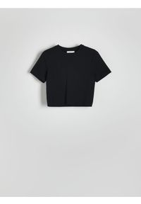 Reserved - Bawełniany t-shirt - czarny. Kolor: czarny. Materiał: bawełna. Długość: krótkie