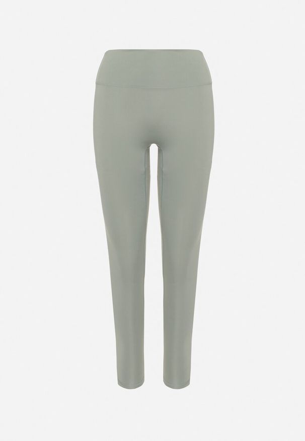 Born2be - Ciemnozielone Legginsy z Wysokim Stanem Parefia. Okazja: na co dzień. Stan: podwyższony. Kolor: zielony. Materiał: dzianina, materiał. Styl: sportowy, casual