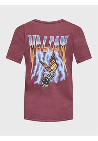 Volcom T-Shirt Truly Ringer B3512307 Bordowy Regular Fit. Kolor: czerwony. Materiał: bawełna