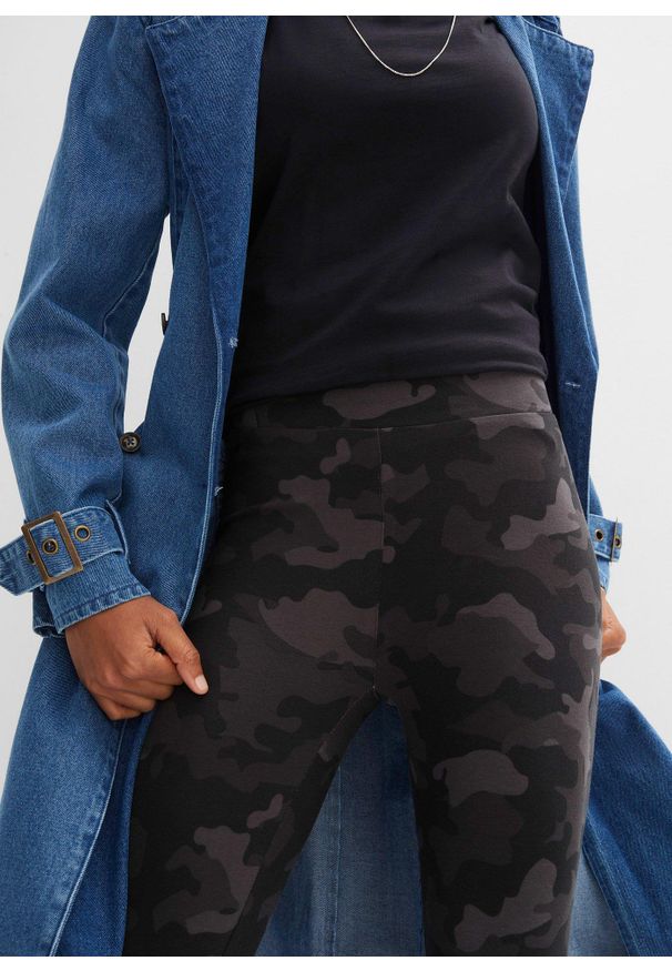 bonprix - Legginsy (2 pary). Kolor: czarny. Wzór: gładki