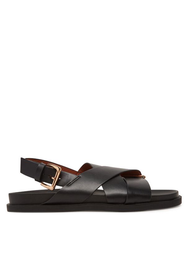 Pieces Sandały 17156844 Czarny. Kolor: czarny. Materiał: skóra