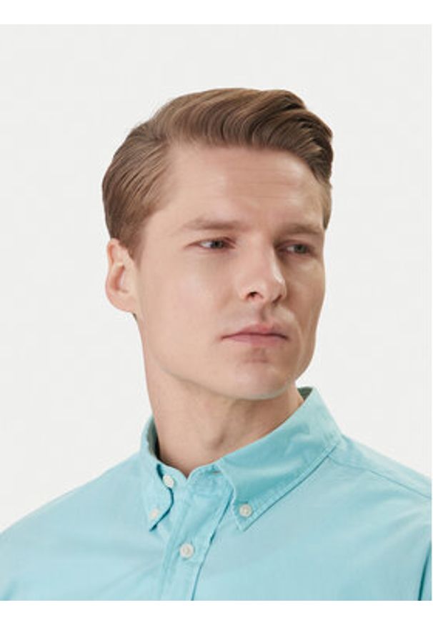 TOMMY HILFIGER - Tommy Hilfiger Koszula MW0MW42630 Turkusowy Regular Fit. Kolor: turkusowy. Materiał: bawełna