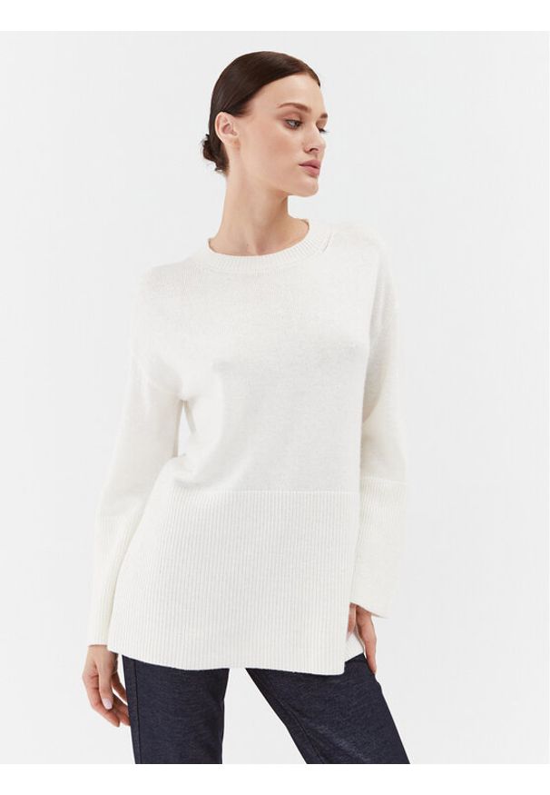 Marella Sweter Anta 2333664137200 Biały Regular Fit. Kolor: biały. Materiał: syntetyk, wełna