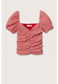 mango - Mango t-shirt Gigi damski kolor czerwony. Kolor: czerwony. Materiał: dzianina, włókno. Długość rękawa: krótki rękaw. Długość: krótkie