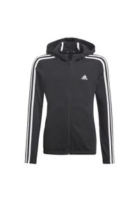 Adidas - Bluza dziecięca z kapturem na zamek błyskawiczny adidas Essentials 3S. Typ kołnierza: kaptur. Kolor: biały, wielokolorowy, czarny. Sport: fitness