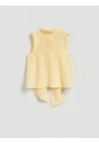 Reserved - Bluzka z wiązaniem - jasnożółty. Kolor: żółty. Materiał: tkanina #1