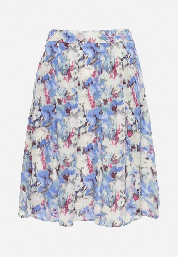 Born2be - Niebiesko-Biała Spódnica Rozkloszowana w Kwiatowy Print Hastaria. Okazja: na imprezę, na co dzień. Stan: podwyższony. Kolor: niebieski. Wzór: kwiaty, nadruk. Styl: elegancki, casual