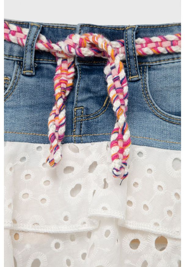 Desigual spódnica dziecięca mini rozkloszowana. Kolor: niebieski. Materiał: materiał, bawełna