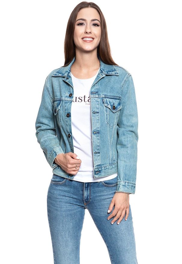 Levi's® - LEVI’S JAPAN BOYFRIEND TRUCKER JACKET DAMSKA KURTKA JEANSOWA JEANS DŻINSOWA BLUE 275500018. Materiał: jeans