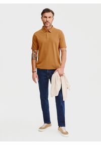 Pako Lorente - PAKO LORENTE – Męski t-shirt polo w kolorze beżowym. Okazja: na co dzień. Typ kołnierza: polo. Kolor: zielony, beżowy, brązowy. Materiał: bawełna, poliester. Styl: casual #5