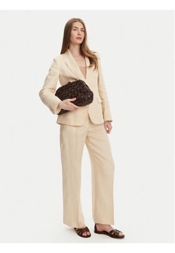 Weekend Max Mara Spodnie materiałowe Malizia 2515131052 Écru Regular Fit. Kolor: kremowy. Materiał: len