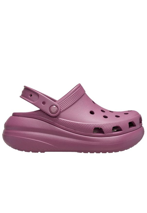Klapki damskie Crocs Classic Crush Clog 207521-5CZ - fioletowe. Kolor: fioletowy. Materiał: materiał. Sezon: lato. Obcas: na platformie. Styl: klasyczny