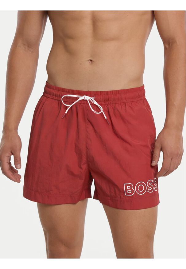 BOSS Szorty kąpielowe Mooneye 50469280 Czerwony Regular Fit. Kolor: czerwony. Materiał: syntetyk
