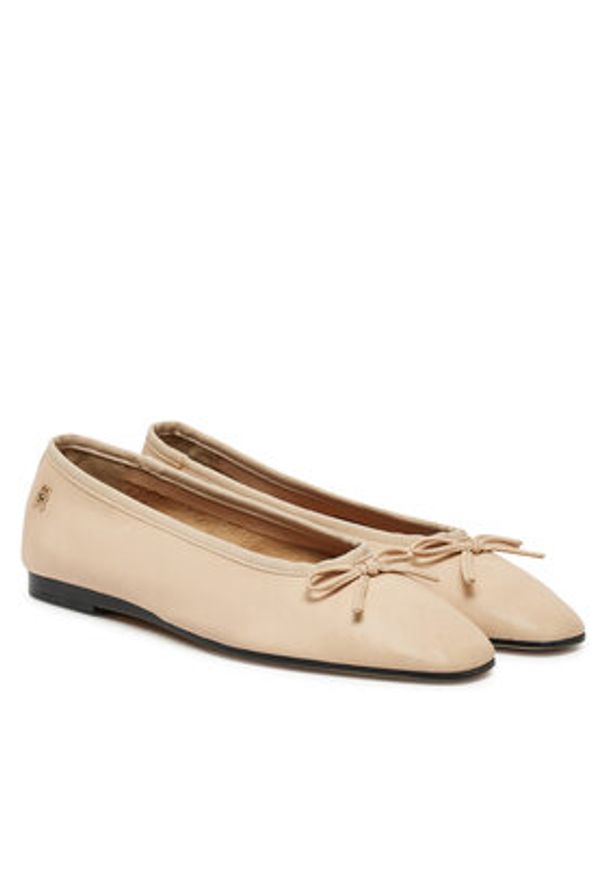 TOMMY HILFIGER - Tommy Hilfiger Baleriny Soft Leather Ballerina Bow FW0FW08355 Różowy. Kolor: różowy. Materiał: skóra