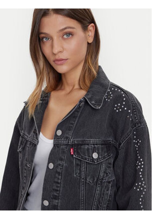 Levi's® Kurtka jeansowa 90s Trucker A9456-0003 Czarny Relaxed Fit. Kolor: czarny. Materiał: bawełna