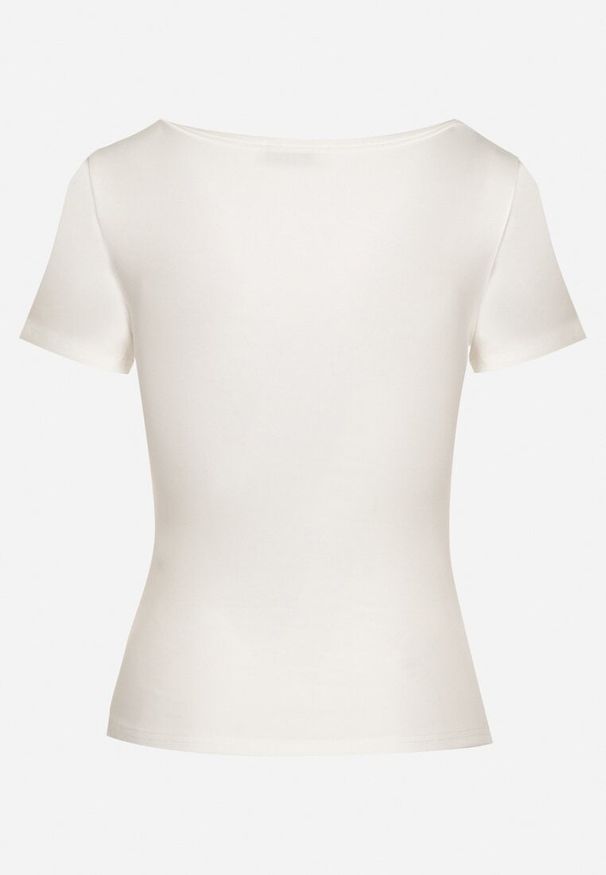 Born2be - Biały T-shirt z Bawełny z Okrągłym Dekoltem Efruna. Okazja: na co dzień. Kolor: biały. Materiał: bawełna. Styl: elegancki, casual
