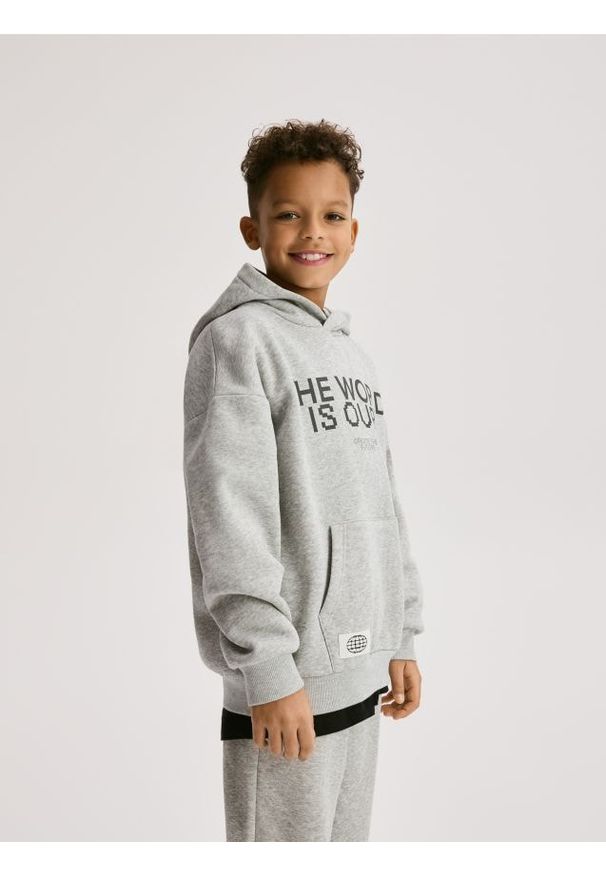 Reserved - Bluza z kapturem - jasnoszary. Typ kołnierza: kaptur. Kolor: szary. Materiał: dzianina, bawełna