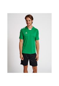 Koszulka piłkarska z krótkim rękawem męska Hummel Core XK Poly Jersey S/S. Kolor: zielony. Materiał: jersey. Długość rękawa: krótki rękaw. Długość: krótkie. Sport: piłka nożna #1