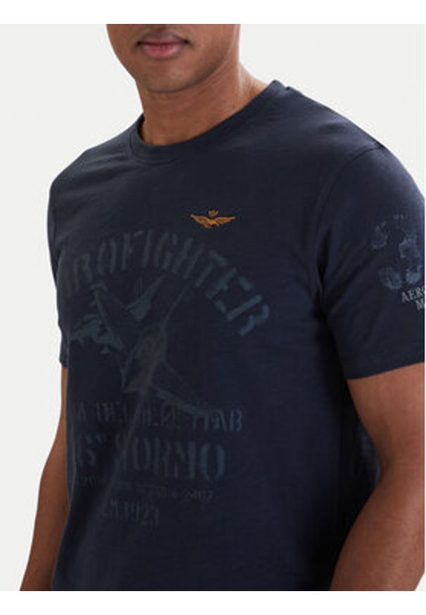 Aeronautica Militare T-Shirt 261TS2525UJ00686 Granatowy Regular Fit. Kolor: niebieski. Materiał: bawełna