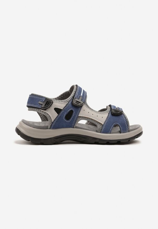 Renee - Niebiesko-Szare Sandały Vices w Stylu Sportowym z Rzepami Elliola. Okazja: na co dzień. Zapięcie: rzepy. Kolor: niebieski. Materiał: materiał. Styl: sportowy