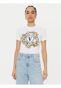 Versace Jeans Couture T-Shirt 78HAHC01 Biały Regular Fit. Kolor: biały. Materiał: bawełna