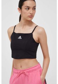 Adidas - adidas top damski kolor czarny. Kolor: czarny. Długość rękawa: na ramiączkach #1