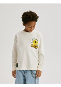 Reserved - Longsleeve Pokémon - złamana biel. Materiał: dzianina, bawełna. Długość rękawa: długi rękaw #1