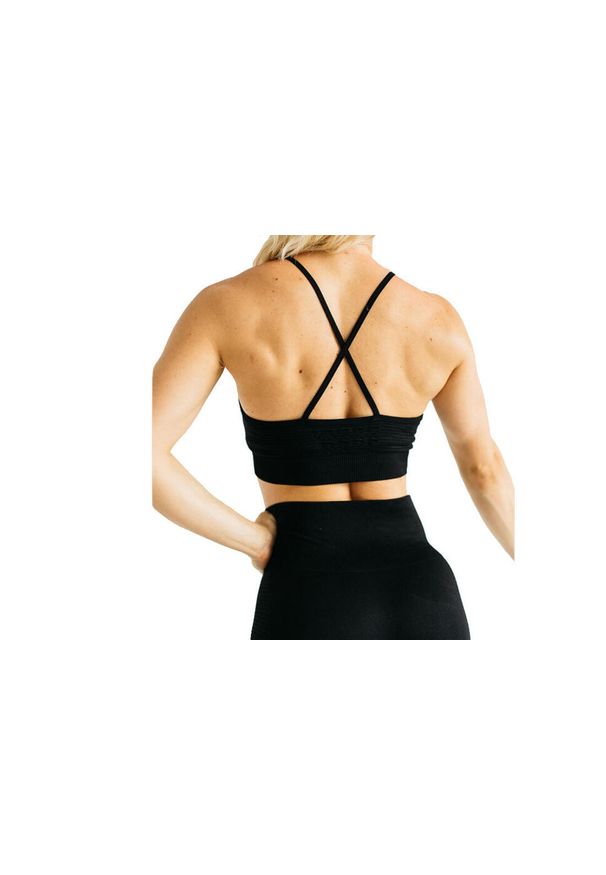 Gym Hero - Biustonosz sportowy damski GymHero California Cute Bra. Kolor: czarny. Materiał: poliamid, elastan. Sport: fitness
