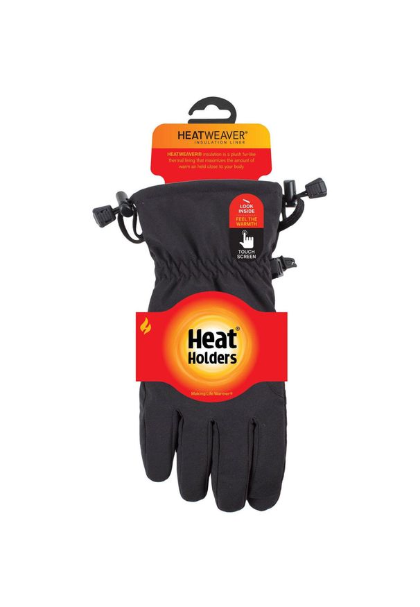 HEAT HOLDERS - Czarne Rękawiczki Softshell L-XL: Ciepłe i Wiatroodporne. Kolor: czarny. Materiał: softshell. Sport: turystyka piesza