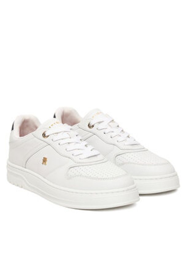 TOMMY HILFIGER - Tommy Hilfiger Sneakersy Th Sporty Cupsole Corp FW0FW09025 Biały. Kolor: biały. Materiał: skóra