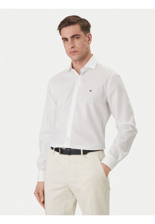 TOMMY HILFIGER - Tommy Hilfiger Koszula MW0MW43122 Biały Slim Fit. Kolor: biały. Materiał: bawełna