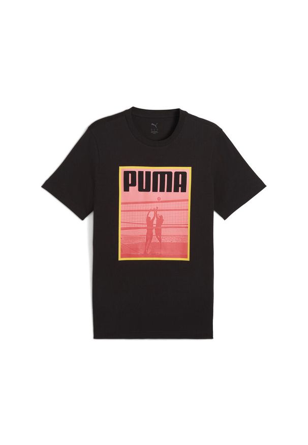 Puma - Męska koszulka Graphics Volley PUMA Black. Kolor: czarny. Materiał: guma. Wzór: nadruk
