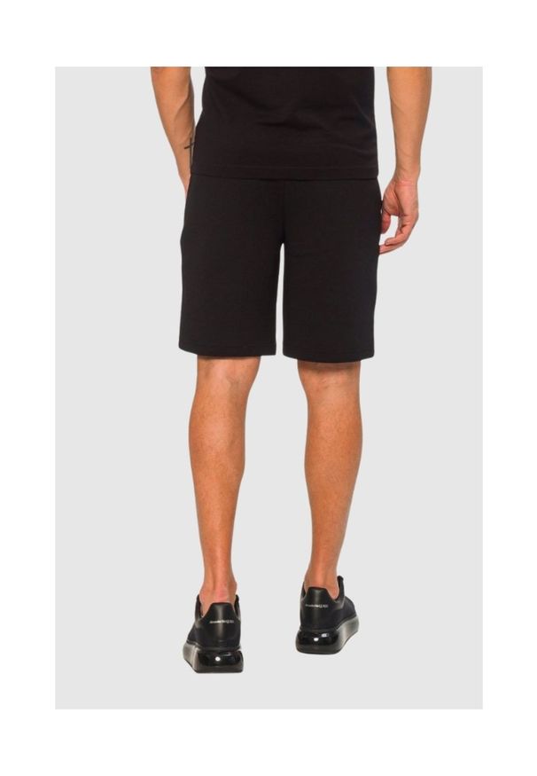 Emporio Armani - EMPORIO ARMANI Czarne męskie bawełniane szorty z wyszywanym logo, Rozmiar XL. Kolor: czarny. Materiał: bawełna