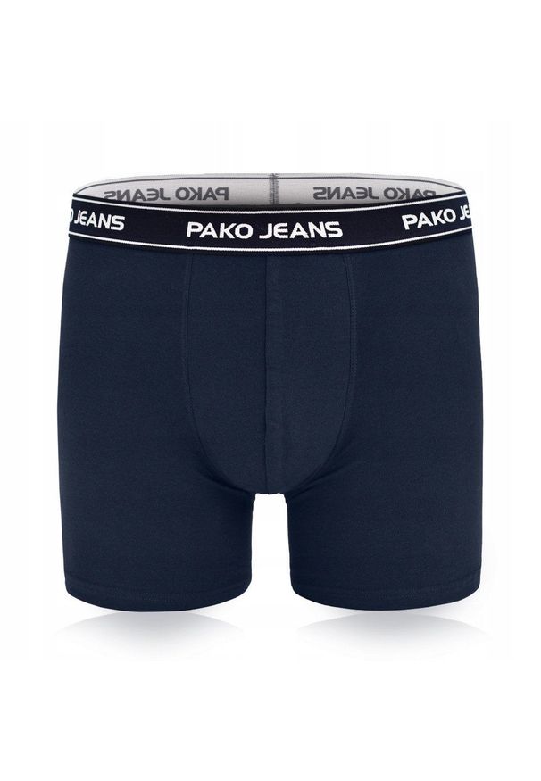 Bawełniane, Klasyczne Bokserki Męskie - Pako Jeans - Granatowe. Kolor: niebieski. Materiał: elastan, bawełna