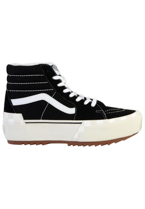 Trampki Vans cu platforma Sk8-Hi Stacked, Kobiety. Wysokość cholewki: za kostkę. Zapięcie: sznurówki. Kolor: czarny. Materiał: materiał, syntetyk. Szerokość cholewki: normalna. Obcas: na platformie. Model: Vans SK8. Sport: turystyka piesza