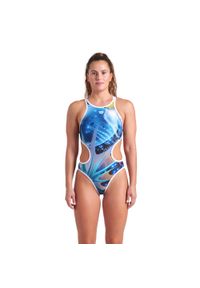 Arena - Strój Kąpielowy One Print Swimsuit Tech Ba. Kolor: czarny. Wzór: nadruk