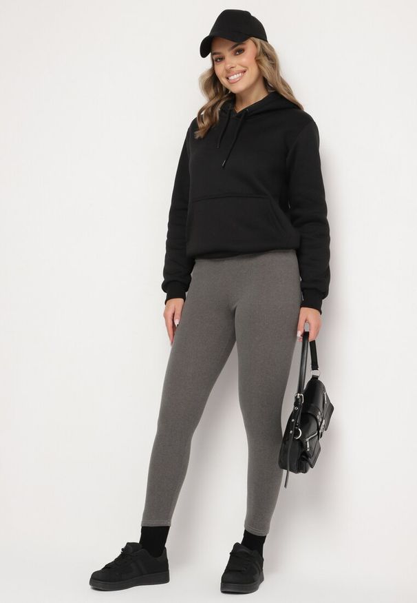 Born2be - Szare Legginsy z Wysokim Stanem i Szeroką Gumką w Talii Seviel. Stan: podwyższony. Kolor: szary. Długość: długie. Styl: klasyczny, elegancki