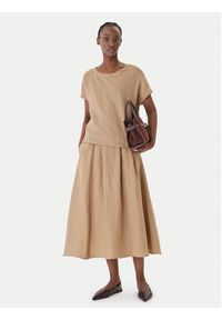 Marella Spódnica trapezowa Biada 2615101082 Beżowy Regular Fit. Kolor: beżowy. Materiał: len #3