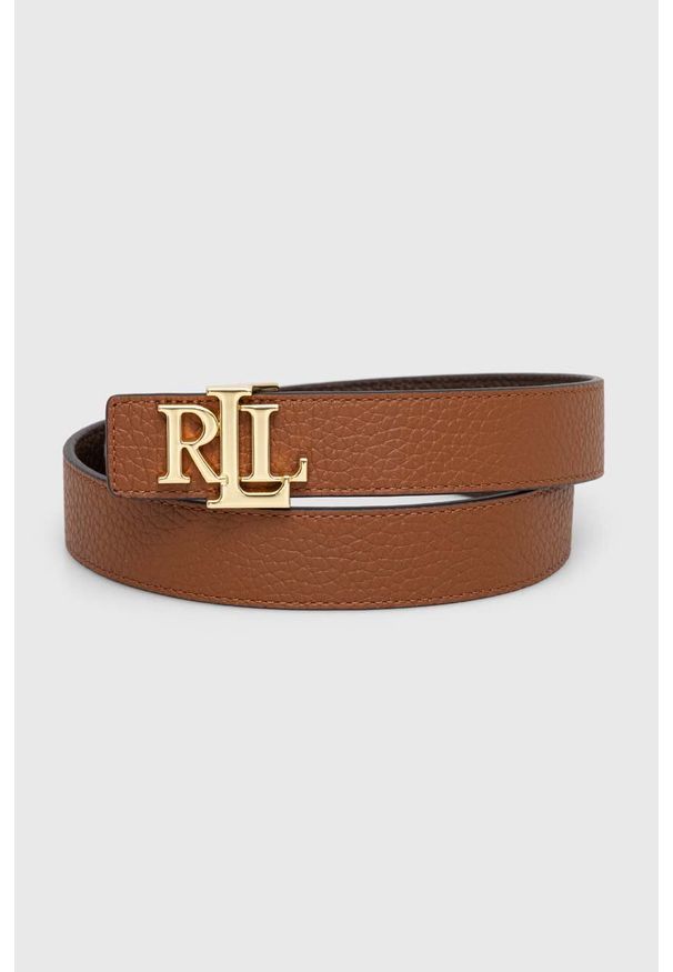 Lauren Ralph Lauren pasek skórzany dwustronny kolor brązowy. Kolor: brązowy. Materiał: skóra