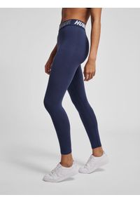 Damskie bawełniane legginsy o średnim kroju Hummel TE Maja. Kolor: niebieski. Materiał: bawełna