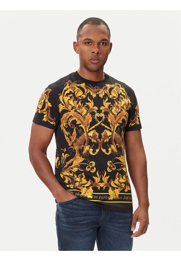Versace Jeans Couture T-Shirt 79GAH6SB JS505 Czarny Regular Fit. Kolor: czarny. Materiał: bawełna