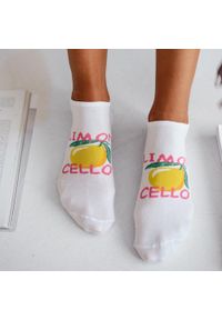 Milena - Białe stopki damskie limoncello 1218. Kolor: biały. Materiał: elastan, bawełna, poliamid, materiał #1