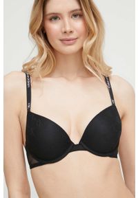 Calvin Klein Underwear biustonosz kolor czarny koronkowy gładki. Kolor: czarny. Materiał: koronka. Rodzaj stanika: biustonosz z fiszbinami. Wzór: gładki #5
