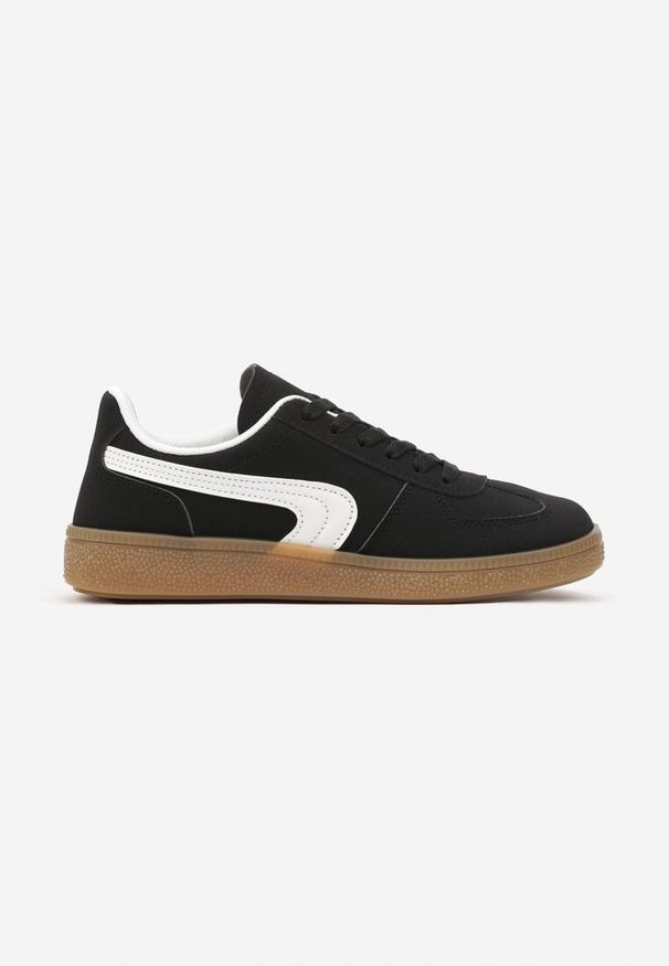 Renee - Czarne Casualowe Sneakersy Typu Kultowe Tenisówki Ablerri. Okazja: na co dzień. Kolor: czarny. Materiał: skóra