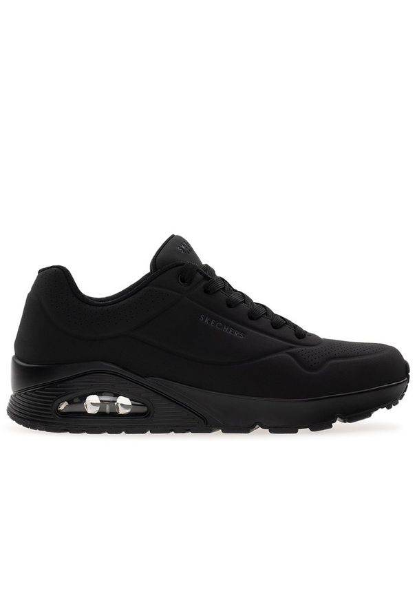 skechers - Buty Skechers Uno Stand on Air 52458BBK - czarne. Zapięcie: sznurówki. Kolor: czarny. Materiał: guma, skóra, syntetyk. Szerokość cholewki: normalna. Wzór: gładki. Model: Skechers Sport